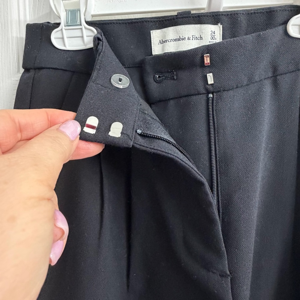 Abercrombie & Fitch Sloane Tailored Wide-Leg Women's Black Trousers Size 24 (00) - Picture 5 of 16